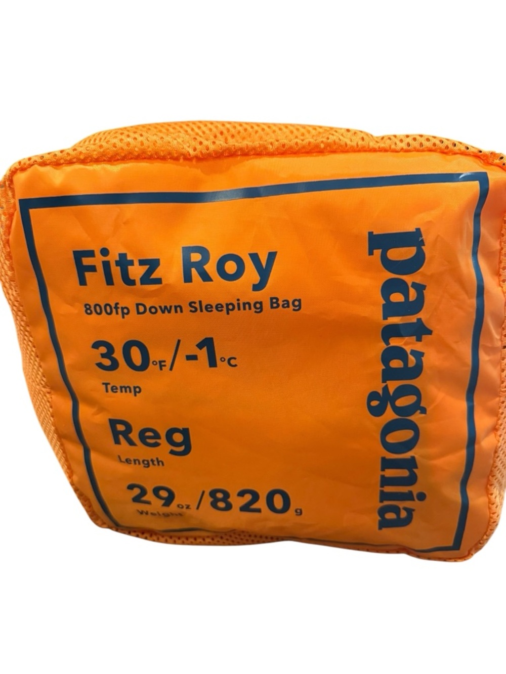 Patagonia Fitz Roy 30°F Sleeping Bag 800 Fill Down Regular Mango Ultralight NWT - Picture 7 of 15